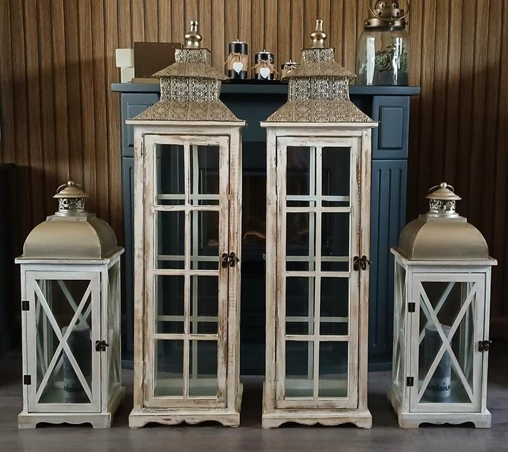 Windlichten, Huis en Inrichting, Woonaccessoires | Kandelaars en Kaarsen, Minder dan 25 cm, Hout, Ophalen