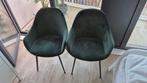 Groene Velvet Eetkamerstoelen - Set van 2, Huis en Inrichting, Stoelen, Ophalen, Gebruikt, Twee, Overige kleuren