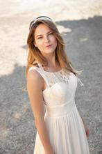 Trouwjurk bohemian met open rug 38/40, Kleding | Dames, Ophalen of Verzenden, Zo goed als nieuw, Wit, Trouwjurk