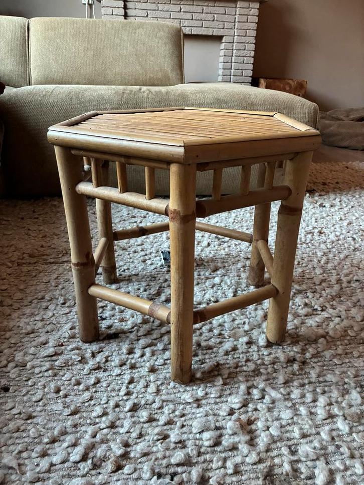 Rotan Bijzettafel Xenos, Huis en Inrichting, Tafels | Bijzettafels, Gebruikt, Overige vormen, Minder dan 45 cm, Minder dan 55 cm