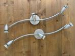 two ceiling track lights with each 3 halogen / LED lamps, Ceiling lights, light spots, Gebruikt, Ophalen of Verzenden, Metaal