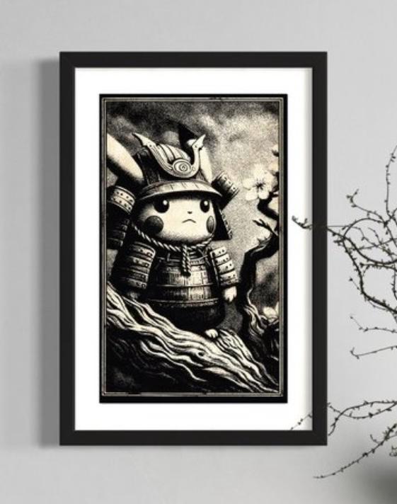 Pikachu (Pokemon) No Bushido, Antiek en Kunst, Kunst | Schilderijen | Modern, Ophalen of Verzenden