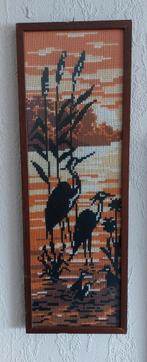 Vintage Wanddecoratie met Reigers 44,5x15,5 cm, Ophalen of Verzenden, Gebruikt