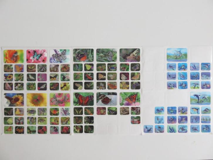 3 vellen holografische stickers, vlinders en dolfijnen, Hobby en Vrije tijd, Stickers en Plaatjes, Zo goed als nieuw, Meerdere stickers