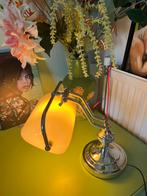 Notarislamp bankierslamp met wiite kap rvs vintage, Huis en Inrichting, Ophalen, Zo goed als nieuw, Minder dan 50 cm