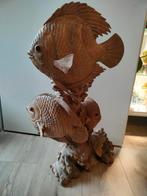Houten kunstwerk beeld vissen handgemaakt, Ophalen