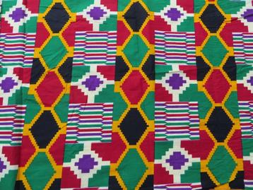 Retro Afrikaanse Kente print nr. 3141 meerkleurig  beschikbaar voor biedingen