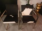4 Stijlvolle Eetkamerstoelen met Koeienhuid, Ophalen, Zwart, Zo goed als nieuw, Vier
