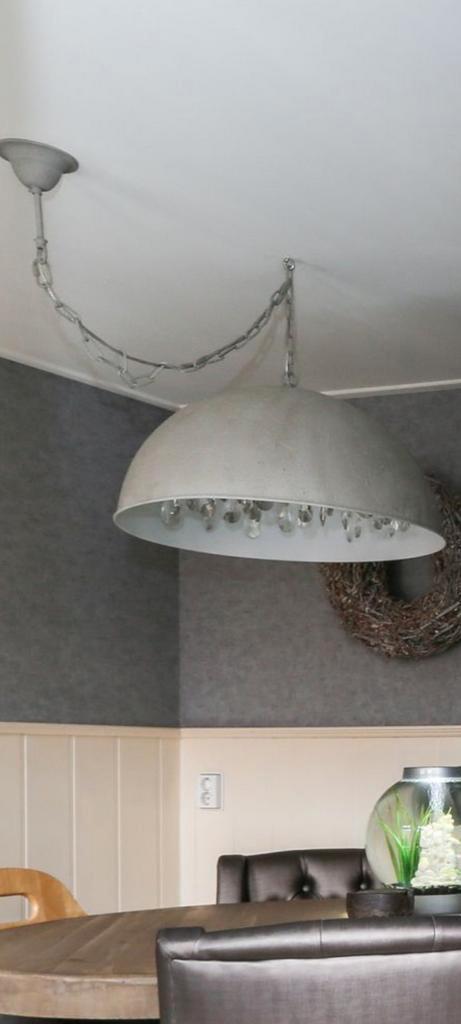 Robuuste chique hanglamp met Kristallen, Huis en Inrichting, Lampen | Hanglampen, Zo goed als nieuw, Minder dan 50 cm, Glas, Metaal