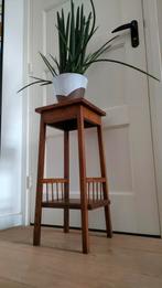 Vintage plantentafeltje eiken bijzettafeltje piedestal, Ophalen of Verzenden, Gebruikt