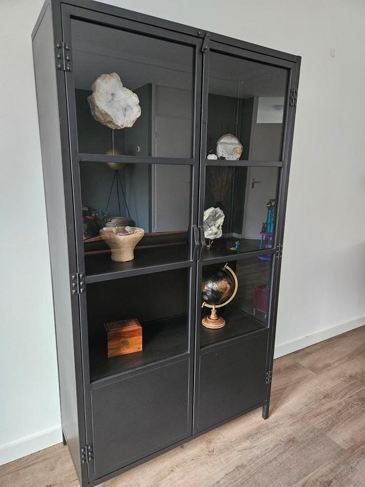 Stalen vitrine Kast 180x100x40cm, Huis en Inrichting, Kasten | Dressoirs, Zo goed als nieuw, 50 tot 100 cm, 25 tot 50 cm, Ophalen