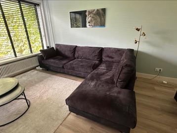 Hoekbank Velvet Velours Zwart - 310 x 210 cm - Vlekvrij! beschikbaar voor biedingen