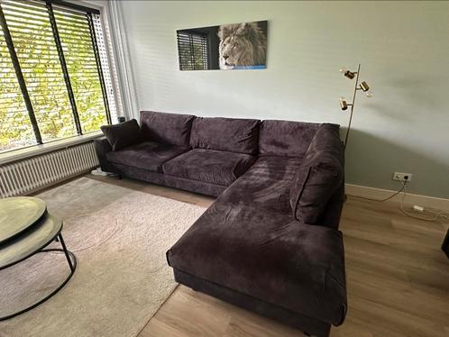 Hoekbank Velvet Velours Zwart - 310 x 210 cm - Vlekvrij!, Huis en Inrichting, Banken | Complete zithoeken, Zo goed als nieuw, Metaal