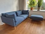 Jeans blauwe Design bank + hocker, Huis en Inrichting, Banken | Bankstellen, Ophalen, Gebruikt, 75 tot 100 cm, Stof