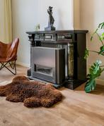 Natuurstenen schouw zwart met groene details, Huis en Inrichting, Haarden, Ophalen, Gebruikt, Elektrische haard