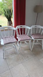 Witte caféstoelen met kussentjes, Huis en Inrichting, Stoelen, Ophalen, Gebruikt, Wit, Eén
