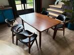 Vintage koehoorn stoelen incl 4 - 8 pers tafel, Ophalen of Verzenden