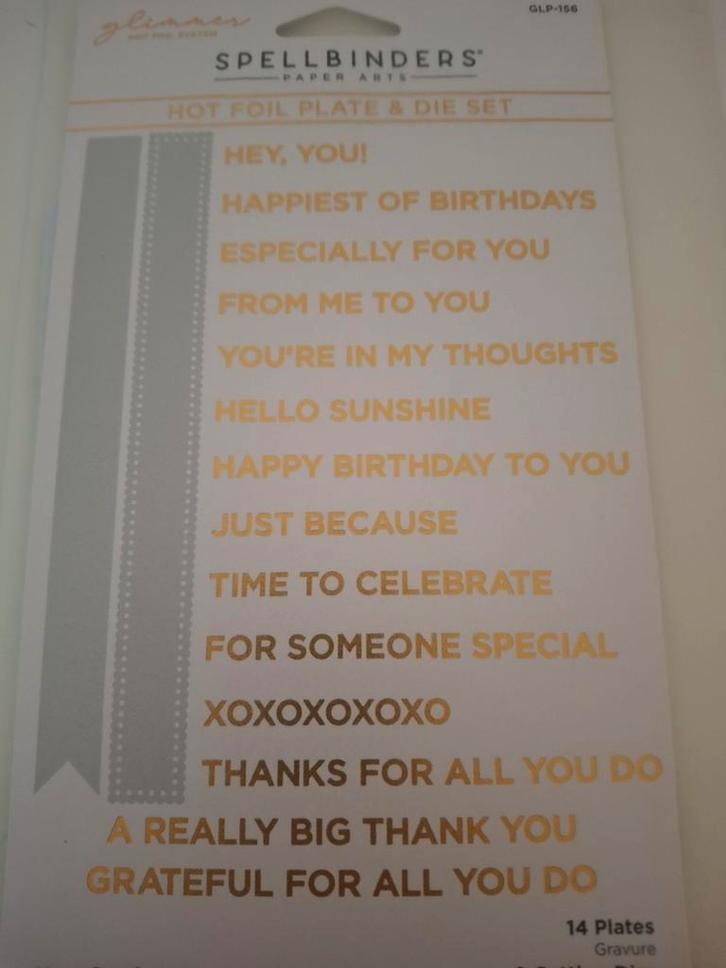 Nieuwe Spellbinders hotfoil mallen, teksten met snijmallen, Hobby en Vrije tijd, Kaarten | Zelf maken, Nieuw, Pons of Mal, Overige thema's