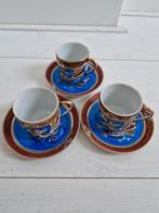 Japanse dragonware porseleinen kopjes met schotels geisha, Ophalen of Verzenden, Zo goed als nieuw, Porselein, Kop en/of schotel