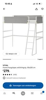 Hoogslaper bed, Ophalen, Eenpersoons, Zo goed als nieuw, 90 cm