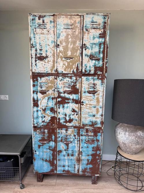 Unieke Industriële Locker Kast – Vintage & Stoer, Huis en Inrichting, Kasten | Lockerkasten, Zo goed als nieuw, Ophalen