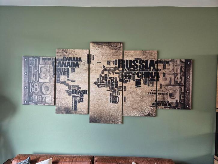 5 delig kunstwerk canvas, Antiek en Kunst, Kunst | Schilderijen | Abstract, Ophalen