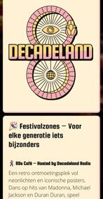 3x ticket decadeland gratis, Tickets en Kaartjes, Evenementen en Festivals, Drie personen of meer