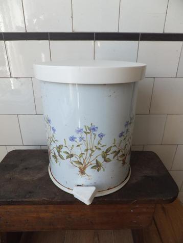 vintage pedaalemmer prullenbak wild flower brocant brabantia beschikbaar voor biedingen