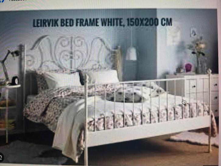 Ikea leirvik bed compleet, Huis en Inrichting, Slaapkamer | Bedden, Nieuw, Tweepersoons, 140 cm, 200 cm, Metaal, Wit, Verstelbaar