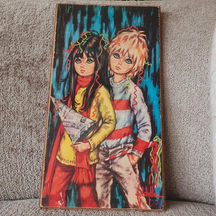 Vintage Wide Eye Art Print - F. Idylle, Antiek en Kunst, Kunst | Overige Kunst, Ophalen of Verzenden