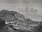 Originele houtgravure 1877 – Uitzicht op haven van Nice, Antiek en Kunst, Verzenden