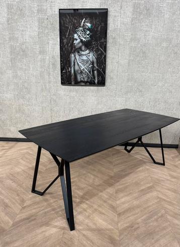 Eiken eettafel zwart Deens rechthoekig 200x100 *showroom beschikbaar voor biedingen