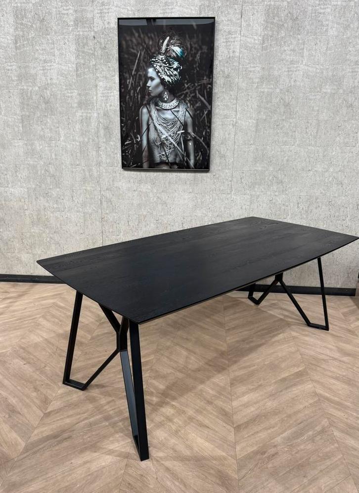 Eiken eettafel zwart Deens rechthoekig 200x100 *showroom, Huis en Inrichting, Tafels | Eettafels, Gebruikt, 50 tot 100 cm, 150 tot 200 cm