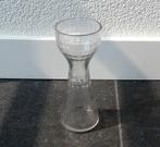 Glazen bollenvaasje vaasje glas vaas bladerdecor, Gebruikt, Overige kleuren, Aardewerk of Porselein, Ophalen of Verzenden