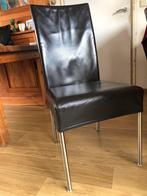 4 leren eetkamerstoelen, Ophalen, Gebruikt, Bruin, Leer
