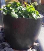 Grote oude terracotta bloempotten geglazuurd grijs antraciet, Tuin en Terras, Bloempotten, Gebruikt, 40 cm of meer, Rond, Terracotta