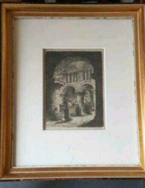 Ets kerkinterieur Jacobus Cornelis Wynandus Cossaar, Antiek en Kunst, Kunst | Etsen en Gravures, Ophalen