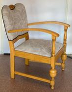 Geloogd Eiken Stoel met Blauw-Lila Bekleding, Antiek en Kunst, Ophalen