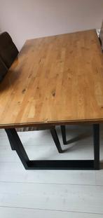 Twee Tafels Massief Eiken (Naturaal Zwart) met glazen blad, Ophalen, 50 tot 100 cm, Zo goed als nieuw, Rechthoekig