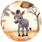 Baby Jungledieren zelfklevende Muurcirkel Zebra - Nijlpaard, Kinderen en Baby's, Verzenden, Nieuw, Wanddecoratie