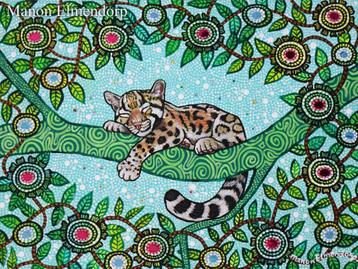 Handgeschilderd Schilderijtje Baby Nevelpanter 18 x 24 cm beschikbaar voor biedingen