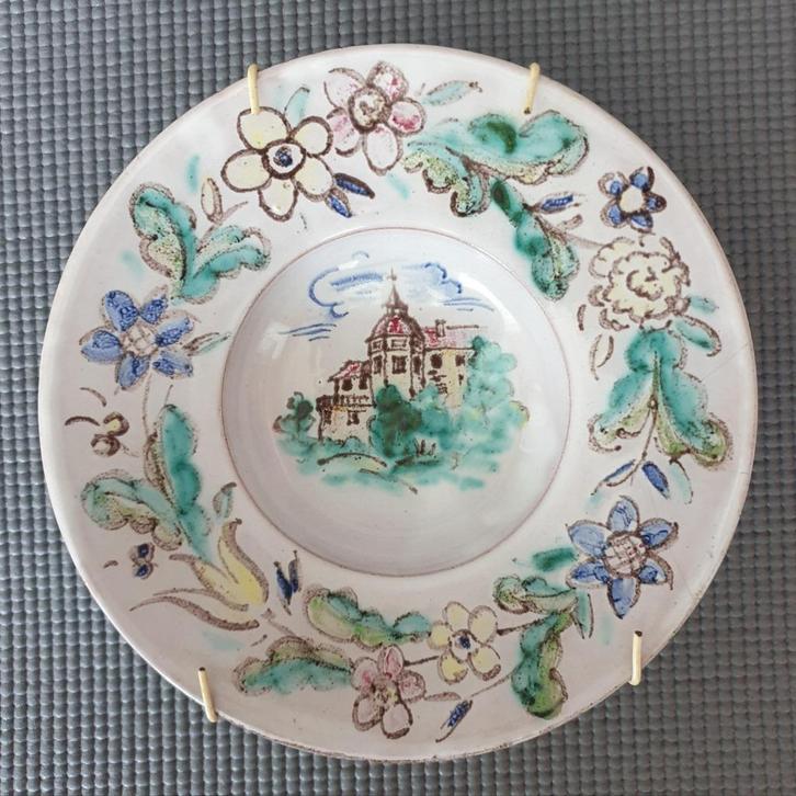 Antieke ca. 19e eeuw polychrome Spaanse schaal, wandbord, Antiek en Kunst, Antiek | Wandborden en Tegels, Ophalen of Verzenden