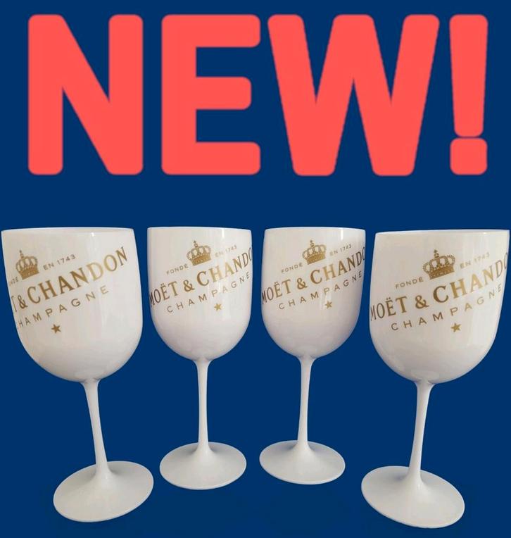Set van 4 witte champagne glazen van MOËT & CHANDON ‼️, Verzamelen, Glas en Borrelglaasjes, Nieuw, Overige typen, Ophalen of Verzenden