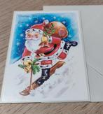 Kerst kaart kerstman op een sneeuw step. Incl. Envelop., Ophalen of Verzenden, Zo goed als nieuw, Kerst