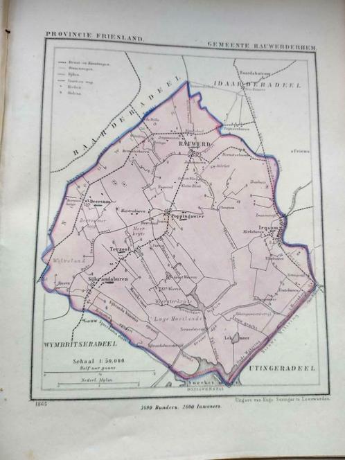 31/ Rauwerderhem/ Poppingawier/ Irnsum/ Deersum Kuyper FR, Antiek en Kunst, Kunst | Litho's en Zeefdrukken, Ophalen of Verzenden