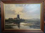 Klassiek Molenlandschap, Olieverf op Canvas, Antiek en Kunst, Kunst | Schilderijen | Klassiek, Ophalen