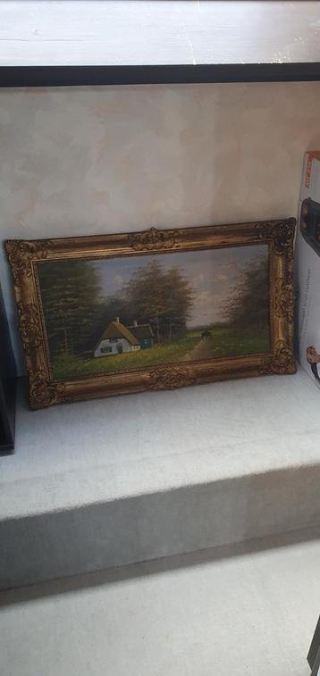 Klassiek Landschapsschilderij met Gouden Lijst beschikbaar voor biedingen
