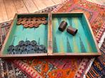 Antiek houten backgammon spel in houten koffer, Hobby en Vrije tijd, Gezelschapsspellen | Bordspellen, Ophalen of Verzenden, Zo goed als nieuw