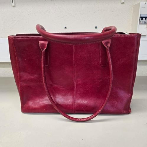 SUCCES leren rode tas, h25xb40, Sieraden, Tassen en Uiterlijk, Tassen | Damestassen, Zo goed als nieuw, Overige typen, Rood, Ophalen of Verzenden