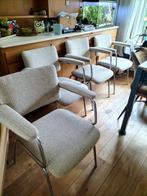 6 Vintage stoelen met armleuning bekleding scheerwol design, Huis en Inrichting, Stoelen, Ophalen, Gebruikt, Stof